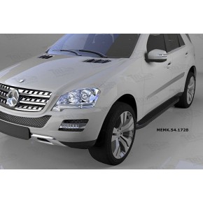 Пороги алюминиевые (Sapphire Black) Mercedes ML W164 (2006-2011)