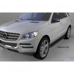Пороги алюминиевые (Sapphire Black) Mercedes ML W166 (2011-)