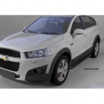 Пороги алюминиевые (Sapphire Black) Chevrolet Captiva (Шевроле Каптива) (2006-2010-)/Opel Antara (Опель Антара) (2006-2010-)
