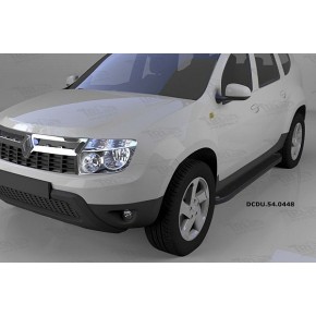 Пороги алюминиевые (Sapphire Black) Renault Duster (Рено Дастер) (2012-) / Nissan Terrano (2014-)