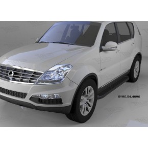 Пороги алюминиевые (Sapphire Black) Ssang Yong Rexton (Ссанг Йонг Рекстон) (2012-) (только для 4WD)