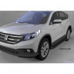 Пороги алюминиевые (Sapphire Black) Honda (Хонда) CR-V (IV 2012-2016)