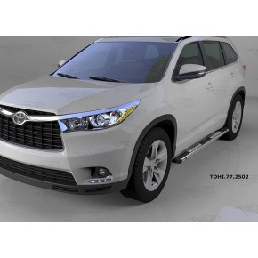 Пороги алюминиевые (Emerald Black) Toyota Highlander (Тойота Хайлендер) (2014-)