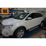 Пороги алюминиевые (Brillant) Ford Edge (2014-) (серебр)