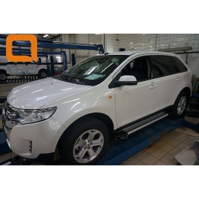 Пороги алюминиевые (Brillant) Ford Edge (2014-) (серебр)