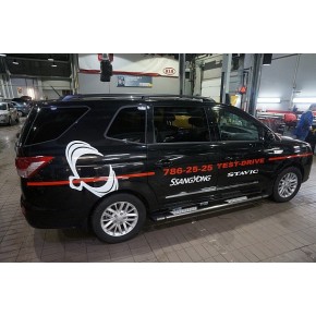 Пороги алюминиевые (Emerald Black) Ssang Yong Stavic (2013-)