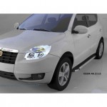 Пороги алюминиевые (Brillant) Geely (Джили) Emgrand X7 (2014-) (черн/нерж)