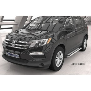 Пороги алюминиевые (Brillant) Honda Pilot (2016-)/ Acura MDX (2014-) (серебр)