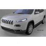 Пороги алюминиевые (Brillant) Jeep Cherokee (2014-) (черн/нерж)
