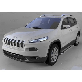 Пороги алюминиевые (Brillant) Jeep Cherokee Trailhawk (2014-) (серебр)