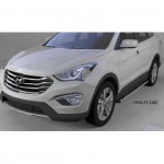 Пороги алюминиевые (Emerald Black) Hyundai Grand Santa Fe (2013-)