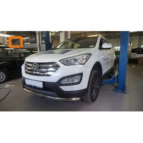 Защита переднего бампера Hyundai Grand SantaFe (2013-) (одинарная) d60 (несовместима с защитой картера)