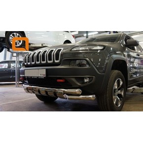 Защита переднего бампера JEEP Cherokee Тrailhawk (2014-) (Shark) d76/76