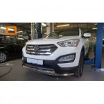 Защита переднего бампера Hyundai Grand SantaFe (2013-) (двойная) d60/60 (несовместима с защитой картера)