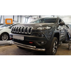Защита переднего бампера JEEP Cherokee Тrailhawk (2014-) (двойная) d76/60