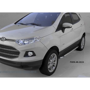 Пороги алюминиевые (Brillant) Ford EcoSport (2014-)(черн./нерж.)