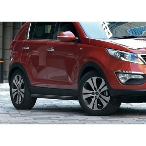 Пороги Rival Black Hyundai IX35 2010-2013-2015/Kia Sportage 2010-2014-2015, черный кант 173 см