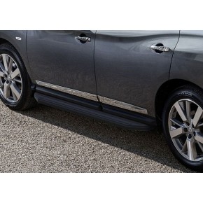 Пороги Rival Black Nissan Pathfinder 2014-, черный кант 193 см