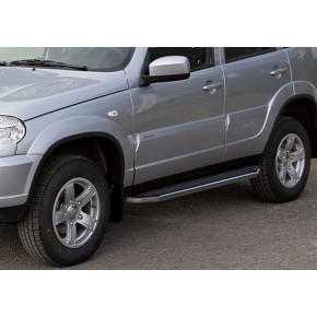 Пороги Rival Premium Chevrolet Niva 2002-2009-, нержавеющая сталь 160 см