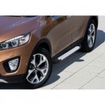 Пороги Rival Silver Hyundai IX35 2010-2013-2015/Kia Sportage 2010-2014-2015, алюминиевый профиль 173 см