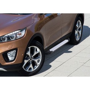 Пороги Rival Silver Hyundai IX35 2010-2013-2015/Kia Sportage 2010-2014-2015, алюминиевый профиль 173 см