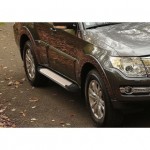 Пороги Rival Silver Mitsubishi Pajero IV 2006-2011-2014-, алюминиевый профиль 173 см