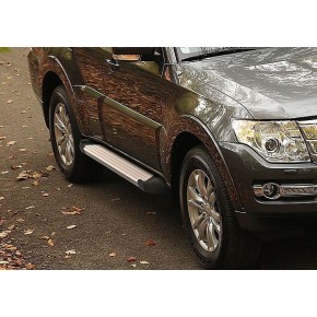Пороги Rival Silver Mitsubishi Pajero IV 2006-2011-2014-, алюминиевый профиль 173 см