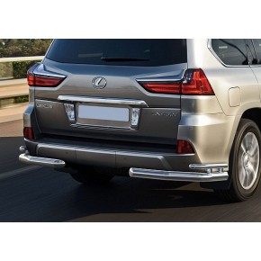 Защита заднего бампера  Lexus LX 2015-, d76+d42 уголки