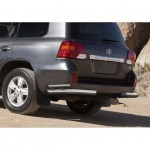 Защита заднего бампера  Toyota Land Cruiser 200 2012-2015, d76+d42 уголки