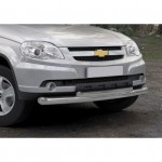 Защита переднего бампера  Chevrolet Niva 2009-, d76+d57