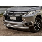 Защита переднего бампера  Mitsubishi Pajero Sport 2016-, d76+d57