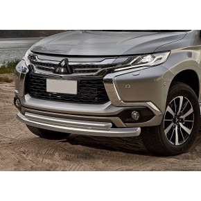 Защита переднего бампера  Mitsubishi Pajero Sport 2016-, d76+d57