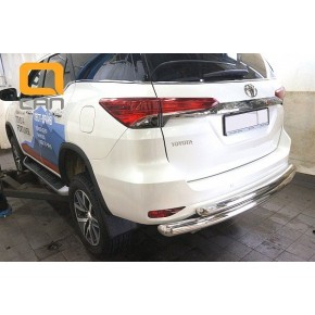 Защита заднего бампера Toyota Fortuner (2017-) (двойная) d76/60