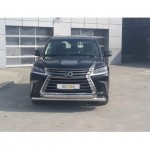 Защита передняя для Lexus LX 450d/LX 570 2015- (кроме F-Sport) двойная (КРУГ+ОВАЛ) D 76,1/75х42