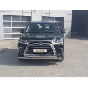 Защита передняя для Lexus LX 450d/LX 570 2015- (кроме F-Sport) двойная (КРУГ+ОВАЛ) D 76,1/75х42