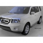 Пороги алюминиевые (Sapphire Silver) Honda Pilot (2008-2010/2010-2015)