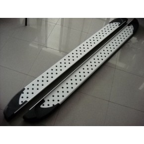 Пороги алюминиевые (Sapphire Silver) Hyundai Tucson (2004-2009)