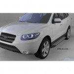 Пороги алюминиевые (Sapphire Silver) Hyundai Santa Fe (Хёндай Санта Фе) (2006-2010-2012) кроме Тагаз