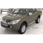 Пороги алюминиевые (Sapphire Silver) Mitsubishi L200 (2006-2013 / 2014- / 2015-)/ Fiat Fullback (2016-)