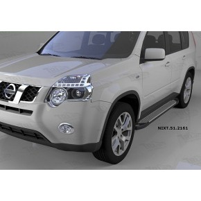 Пороги алюминиевые (Sapphire Silver) Nissan X-Trail (Ниссан Икстрейл) (2007-2010-2014)