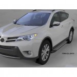 Пороги алюминиевые (Sapphire Silver) Toyota RAV4 (Тойота РАВ4) (2013-/ 2015-) силовой крепеж