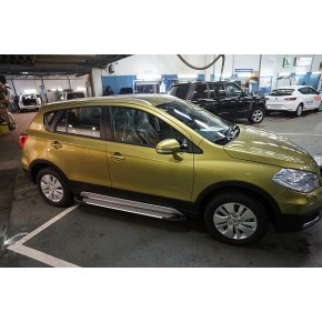 Пороги алюминиевые (Sapphire Silver) Suzuki SX4 (2014-)