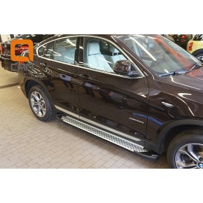 Пороги алюминиевые (Sapphire Silver) BMW X3 (F25 2010-) / BMW X4 (2014-)