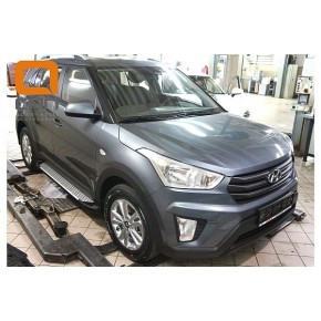 Пороги алюминиевые (Sapphire Silver) Hyundai Creta (2016-)