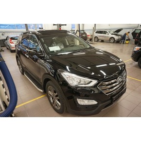 Пороги алюминиевые (Alyans) Hyundai Santa Fe (Хёндай Санта Фе) (2012-/2013-/2015-)