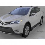 Пороги алюминиевые (Emerald Black) Toyota RAV4 (Тойота РАВ4) (2013-/ 2015-) силовой крепеж