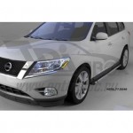 Пороги алюминиевые (Emerald Black) Nissan Pathfinder (2014-)