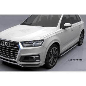 Пороги алюминиевые (Emerald Black) Audi (Ауди) Q7 (2015-) без панорамной крыши