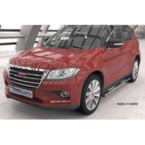 Пороги алюминиевые (Emerald Black) Haval H2 (2016-)