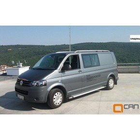 Пороги алюминиевые (Brillant) Volkswagen T5/ T6  Caravelle/Trans. (длинная база) (серебр)